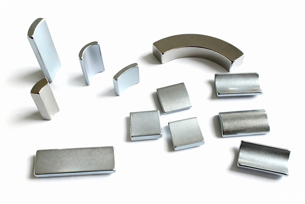 Nickel-plated neodymium arc magnets in assorted sizes