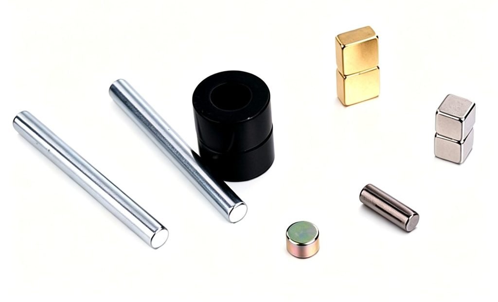 Neodymium magnet coating options: sintered neodymium magnets with nickel, gold, zinc and black epoxy coatings